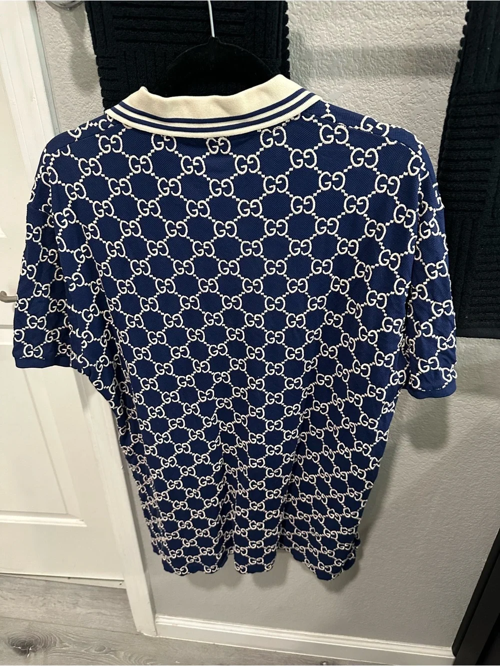 Gucci Navy Blue GG Interlocking Logo Polo
